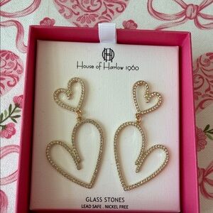 House of Harlow 1960 Gold Heart Drop Earrings